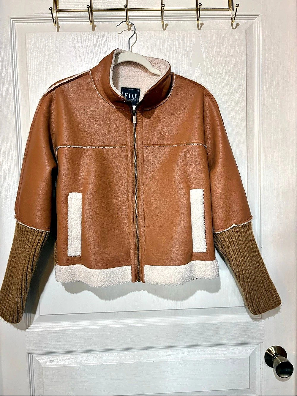 FDJ French Dressing Jeans Brown Shearling Style Jacket
Moto size XS Fits S/M